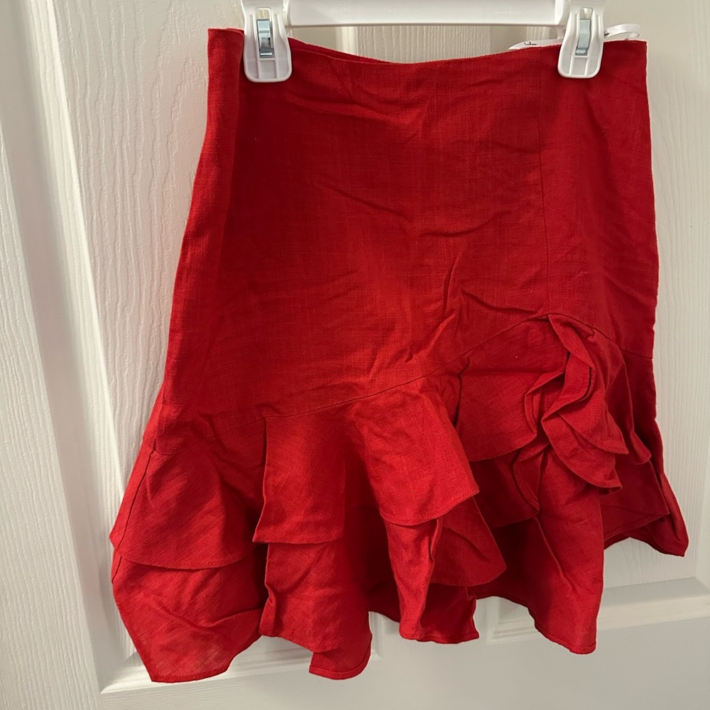 Chic Red Ruffle Skirt